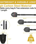 Folding Shovel With Pickaxe And Multi Tool Saw, Whistle, Compass And Bottle Opener, High Carbon Steel, 24 Inch Off Road Emergency Shovel