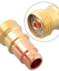 Brass TIG Torch Collet Body For Stubby Gas Lens Connector, Pro Grade Welding Part With Superior Heat Resistance And Optimized Gas Flow For Smooth, Consistent Welds And Easy Setup. 2.4mm brass collet body with mesh insert and copper tip