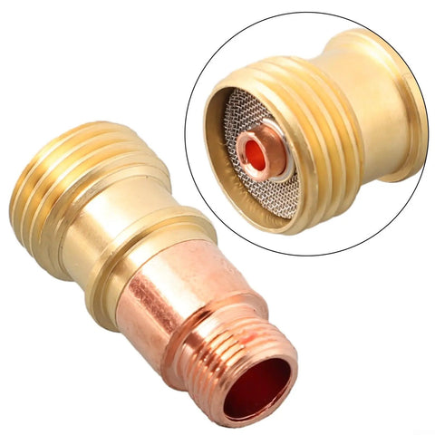 Brass TIG Torch Collet Body For Stubby Gas Lens Connector, Pro Grade Welding Part With Superior Heat Resistance And Optimized Gas Flow For Smooth, Consistent Welds And Easy Setup. 2.4mm brass collet body with mesh insert and copper tip