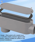 2 Pack 1-1/2 Inch Rigid PVC Conduit Body Type LB Slip X Slip With Cover And Gasket Gray, durable for 90-degree turns, indoor outdoor use
