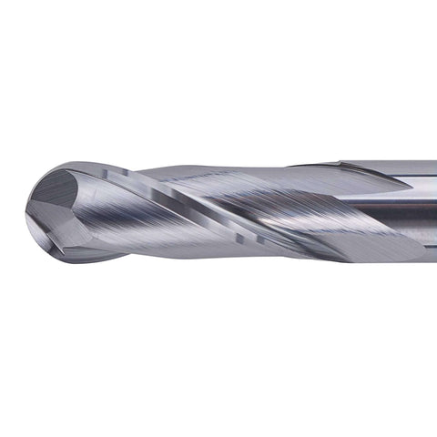 Ball nose end mill cutter with double flute, 1/4 in shank, CNC router bit.