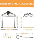 Dimensions of Outdoor Bird Swing With Metal Frame And Wooden Dowel Perch For Finches And Hummingbirds, Rust Resistant Durable Two Pack.
