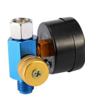 Heavy Duty Airbrush Regulator With Slick Pressure Gauge Auto Paint Spray Gun Control Unit 0 To 160 Psi Adjustable Range, showing detailed gauge and blue control knob.