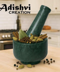 Heavy Granite Mortar And Pestle Set 3 Inch Bowl With One And A Half Cup Capacity For Grinding Spices Herbs And Garlic Make Fresh Guacamole At Home Like A Pro Grind Like A Boss Manual Kitchen Grinder Stone on kitchen counter