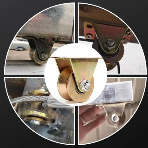 Heavy Duty Steel Gate Wheels That Roll Damn Smooth For Sliding Gates And V Track Rails Bad Ass Casters With Mounting Plates 2 Pack Industrial Caster Set 60Mm Diameter close-up of steel wheel with mounting plate.