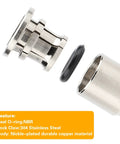 Close-up of Stainless Steel Quarter Inch Tube Push To Connect Fittings 90 Degree Elbow Quick Connect showing seal and lock components.