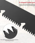 Close-up of 10 Inch Folding Camping Saw with High Carbon SK9 Steel Teflon Coated Blade, showing teeth and groove.