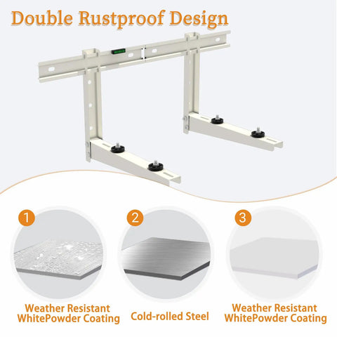 Heavy Duty Mini Split Wall Mount Bracket For 9000 To 18000 Btu AC Heat Pump Systems, shown with rustproof steel design