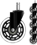 Three Inch Rubber Swivel Caster Set Of Five Heavy Duty Universal Furniture Glides showing a single black rubber caster wheel.