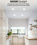 Bright kitchen with 6 Inch LED Recessed Light Kit With Baffle Trim For Ceiling Retrofit Downlights, 5000K Daylight, 4 pack