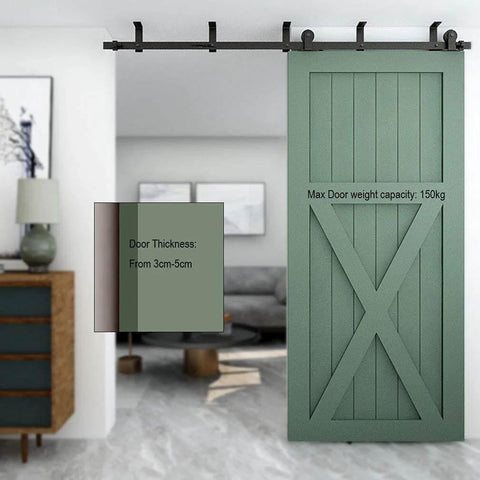 Heavy Duty 6.6 Ft Ceiling Mount Sliding Barn Door Hardware Kit Fits 40 Inch Wide Wooden Doors Easy To Install pre-drilled rails