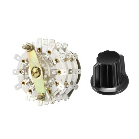 6P5T 6 Pole 5 Throw 3 Deck Band Channel Rotary Switch Selector With Plastic Knob For DIY Electronics Projects And Audio Gear 36 Pin mounting, knob
