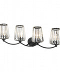 Black Crystal Vanity Light Fixtures For Bathroom Four Light Crystal Wall Sconce With Dimmable E26 US Socket Excludes Bulb