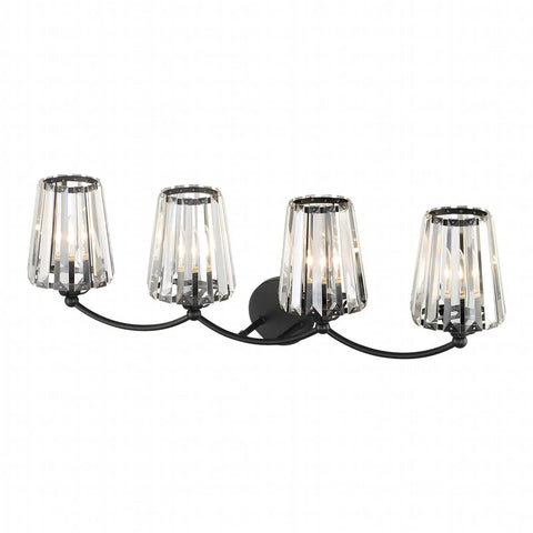 Black Crystal Vanity Light Fixtures For Bathroom Four Light Crystal Wall Sconce With Dimmable E26 US Socket Excludes Bulb