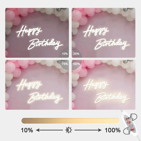 Two Pack Birthday Neon LED Sign Set With Dual Display Options 40x16 Inch Single Row Or 23x17 Inch Two Row Backdrop Light Up 12V