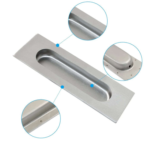 4 Pack 4.72 Inch Recessed Pocket Door Handles Brushed Nickel Stainless Steel for sliding barn doors, patio, cabinets, closets