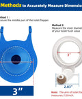 Diagram showing measurement methods for 3-Inch Toilet Flapper Replacement Kit For Gerber 99-788 With Rubber Flapper.