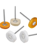 Five Pack Drill Abrasive Buffing Wheels With Cloth Felt 2.35mm And 3mm Shanks Rotary Tool Polishing Pads, assorted colors