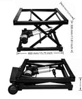 Premium Electric Scissor Lift Table With Folding Top For Small Spaces Heavy Duty Lift Off Coffee Table Black Steel Frame dimensions and mechanism view