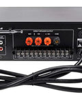 Rear view of 350W 6 Zone 70V Commercial Amplifier With Bluetooth USB Optical And Rack Mount For Restaurants And Offices