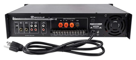 Rear view of 350W 6 Zone 70V Commercial Amplifier With Bluetooth USB Optical And Rack Mount For Restaurants And Offices