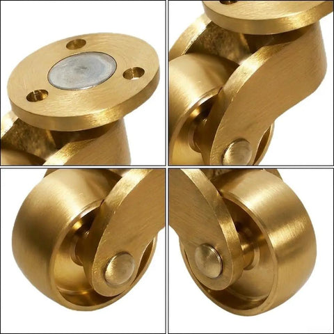 Heavy Duty Brass Casters Four Pack Double Ball Bearing Furniture Wheels Rust Resistant close-up showing dual ball bearing design.