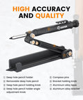 Handy Multi Function Scribing Tool for Woodworking and Metalworking Adjustable Aluminum Alloy Scribe with Deep Hole Pencil Holder Lockable for Precise Marking Lines and Angles DIY Carpenter Gauge Five Point Five Inch Black