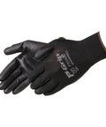 Top Shelf Heavy Duty 13 Gauge Seamless Work Gloves With Polyurethane Palm Coating And Lightweight Polyester Shell For Mechanics And Construction Pros Black Large Pack Of 12 shown from above