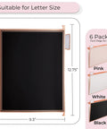 Rose Gold Hanging File Folders With Pockets Letter Size 6 Pack Decorative Cute Office Home School File Folders With One Fifth Cut Adjustable Tabs And Built In Pockets For Easy Storage And Organization, showing pink, white, black folders