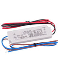 Built Like A Tank IP67 Waterproof 24 Volt LED Driver Power Supply 20 Watt 0.84 Amp Switching Transformer on white background with wires.