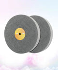 Two gray buffing pads from Nylon Fiber Polishing Wheel With Buffing Pad And Grinding Discs 5 Pack For Metal And Wood Polishing