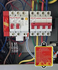Heat Activated Auto Fire Extinguisher Sticker For Car Engine And Electric Battery Bay Tough As Nails Flame Suppressant Pad showcasing installation in a junction box.