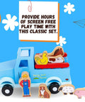 Down on the Farm Magnetic Truck Playset With 7 Barnyard Figures, Old School Wooden Pickup for Screen Free Imaginative Play