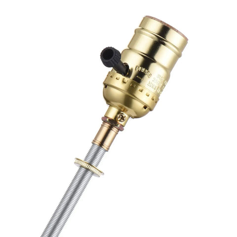 DIY Lamp Repair Hardware Kit With Zinc Plated 12 Inch All Thread Lamp Pipes One Eighth Inch Thread Washers And Nuts Two Piece Set installed