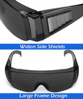 Six Pack Anti Fog Safety Glasses Over Prescription Eyewear With UV Protection and ANSI Z87.1 Certification, side and front view