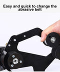 Diy Mini Belt Sander And Stainless Steel Pipe Polisher Featuring Flexible 20 And 40 Mm Strips for quick abrasive belt changes