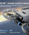 Mini RC Drone With Camera For Easy Night Flying showing close-up of camera and propellers with HD-90° remote control feature.