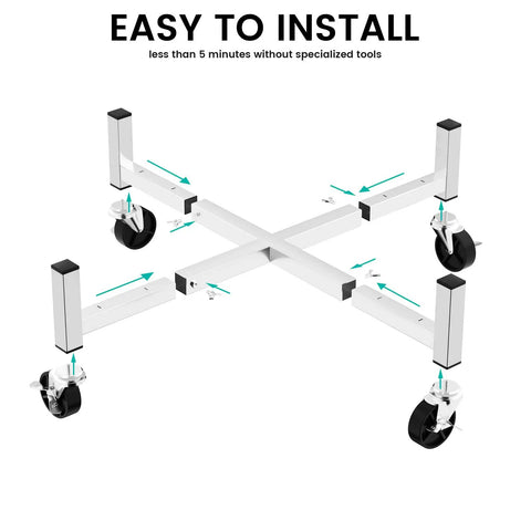 Beefy Heavy Duty Fire Pit Rolling Stand With 360 Swivel And Locking Wheels, rust-proof design, easy installation guide
