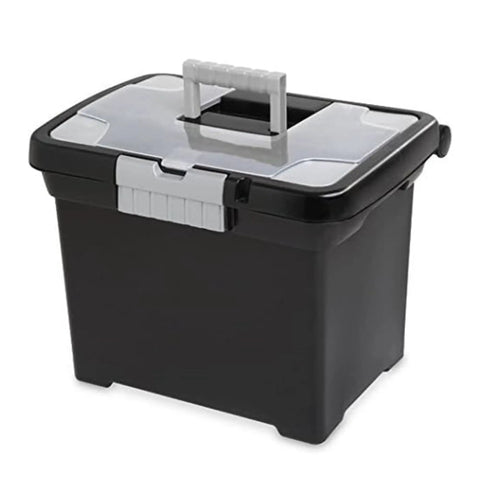 Kickass Heavy Duty Rolling Painters Cart With 5 Gallon Bucket Storage And Pro Tool Set black plastic toolbox with clear lid and handle