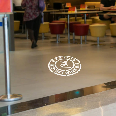 Heavy Duty Kickass Slippery When Wet Warning Stencil With 18 Inch Circle Pattern Hella Durable 63 Mil Plastic Floor Stencil For Bathrooms And Locker Rooms Easy Peasy Cleanup