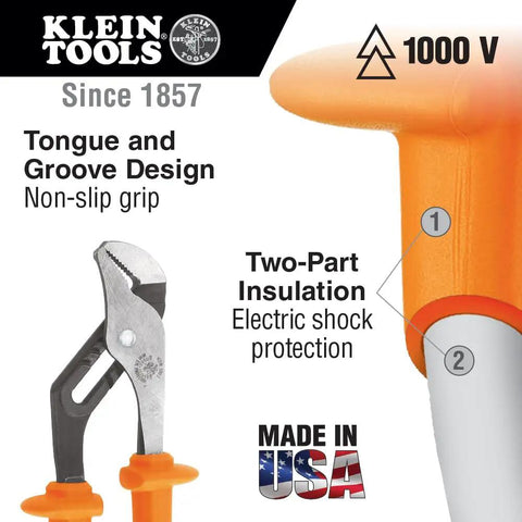 General Purpose Insulated Tool Kit 1000-Volt Rated 22-Piece Set showing orange insulated handle and pliers with non-slip grip.