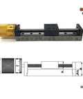 Image of Badass T Type Cnc Linear Slide Table With Mini Xyz Actuator Stage, 50mm stroke, featuring a golden knob and metal guides.