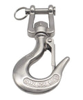 Rock Solid 316 Stainless Steel Clevis Slip Hook With Swivel Lift And Safety Latch 5/16 Inch 1430 Lbs Rigging Accessory close-up detail