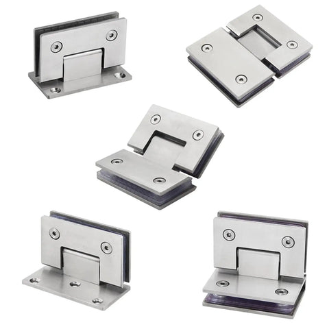 Kickass Durability Straight Up Smooth Operation Brushed Stainless Steel Pivot Hinge For Self Closing Shower Glass Doors And Cabinet Hardware That Gets The Job Done For Any Quick Bathroom Refresh - multiple angles of sturdy steel hinges