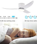 Child sleeping under 50 Inch Recessed Thin Indoor Ceiling Fan With Lights White 3 Blade Modern Remote DC Silent Motor Quiet Airflow.