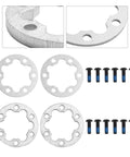 Silver 6 Hole Brake Gasket Set For 44mm Disc Rotors With 2mm And 5mm Aluminum Spacers For Electric Bikes, Scooters And Skateboards