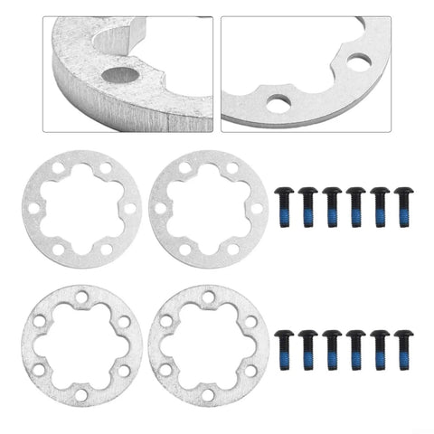 Silver 6 Hole Brake Gasket Set For 44mm Disc Rotors With 2mm And 5mm Aluminum Spacers For Electric Bikes, Scooters And Skateboards