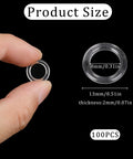 100 Pack Clear Plastic Roman Blind Curtain Rings Slick O Ring Clip Loops Heavy Duty Transparent Window Treatment Hardware with size details