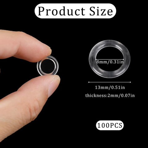 100 Pack Clear Plastic Roman Blind Curtain Rings Slick O Ring Clip Loops Heavy Duty Transparent Window Treatment Hardware with size details