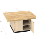 Built Tough Hardwood Workbench 64x54 with maple top, two cabinets, and open storage for garage workshop use.